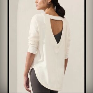 NEW athleta presence sweatshirt Cream ribbed XXS